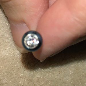 14 Gauge Blue with a Clear Gem Titanium Plated Tongue Ring